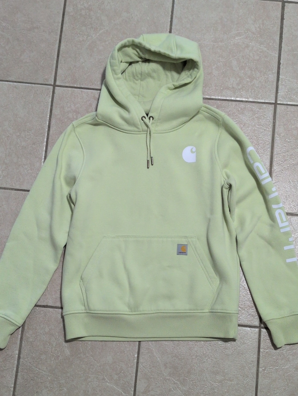 Carhartt Pale Green Logo Pullover Hoodie Small